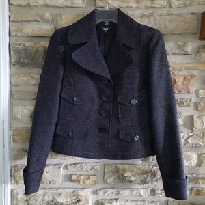 NINE WEST Women's Black Blazer Buttons / Pockets, Cropped Sz. 2